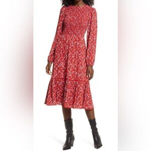 SOLD 🛑Lost + Wander Red Floral Long Sleeve Dress